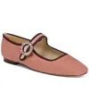 Sam Edelman Women's Michaela Glow Square Toe Embellished Buckle Mary Jane Flats In Winter Peony Velvet