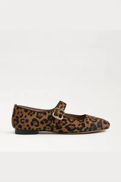 Sam Edelman Womens Michaela Leopard-print Leather Ballet Flats Tan Comb Eur 37 / 4 Uk In Brown