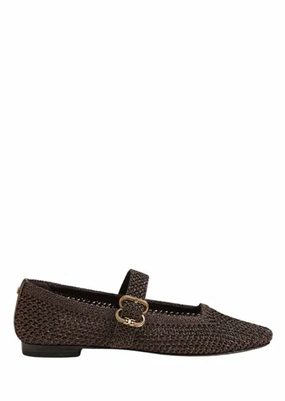 Sam Edelman Women's Michaela Mary Jane Flat Shoes In Bronze Metallic Knit In Brown