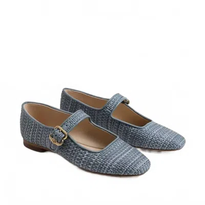 Sam Edelman Women's Michaela Raffia Mary Jane Shoes In Slate Sky In Gray