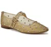 Sam Edelman Michaela Shine Mary Jane Flat Amber Gold Mesh Fabric In Gold