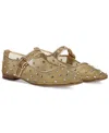 Sam Edelman Michaela Shine Mary Jane Flat Amber Gold Mesh Fabric In Amber Gold Mesh Fabric