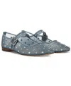 Sam Edelman Michaela Shine Mary Jane Flat Coastal Blue Mesh Fabric In Coastal Blue