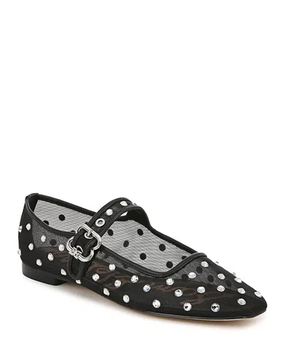 SAM EDELMAN WOMEN'S MICHAELA SQUARE TOE GEM EMBELLISHED MESH MARY JANE SHOES