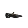 Sam Edelman Michaela Stud Mary Jane Flat Black Leather In Black