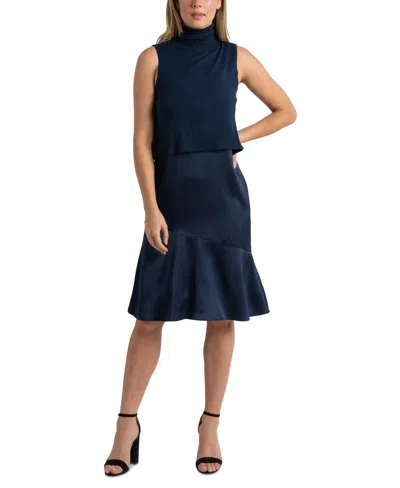 Sam Edelman Women's Mixed-media Sweater-top Dress In Navy