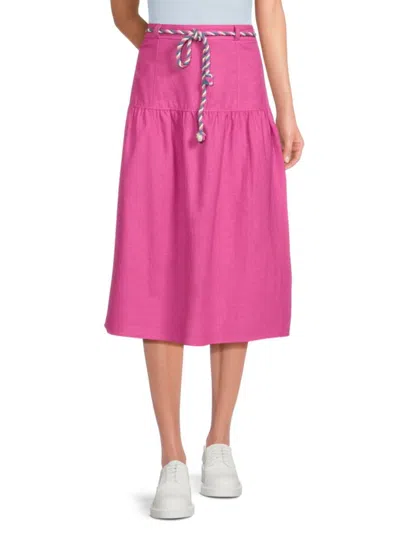 Sam Edelman Women's Mylah Belted Linen Blend Skirt In Pink