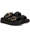 Sam Edelman Nerissa Platform Slide Sandal Black Basketweave In Black Faux Raffia