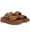Sam Edelman Nerissa Two-strap Platform Sandal In Cuoio Brown Faux Raffia