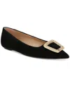 Sam Edelman Nico Pointed Toe Ballet Flat Black Leather In Black Leather