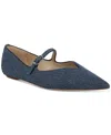 Sam Edelman Noa Mary Jane Pointed Toe Flat In Blue Fabric