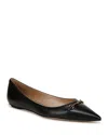 Sam Edelman Nori Pointed Toe Ballet Flat Black Leather In Black