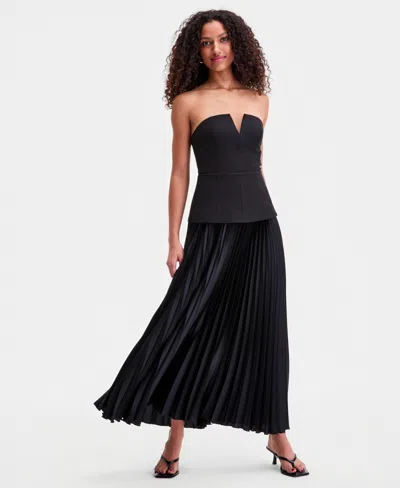 Sam Edelman Women's Novalee Mixed-media Strapless Dress In Black