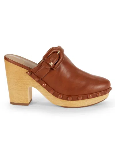 Sam Edelman Women's Nyla Block Heel Platform Clogs In Chestnut