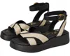 Sam Edelman Nylie Platform Ankle Strap Sandal Natural Black Linen Fabric In Black