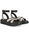 Sam Edelman Nylie Platform Ankle Strap Sandal Natural Black Linen Fabric In Natural Black Linen