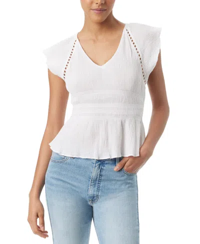 Sam Edelman Women's Nyra Cotton Flutter-sleeve Blouse In Bright White