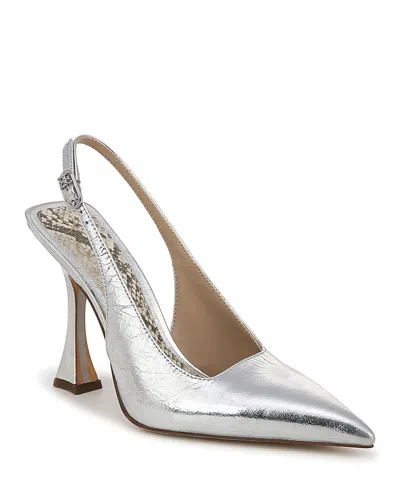 Sam Edelman Women's Odette Pointed-toe Slingback Pumps In Soft Silver Metallic