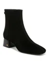 Sam Edelman Women's Paige Square Toe Block Heel Ankle Booties In Black Suede