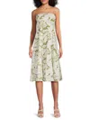 Sam Edelman Palm Jacquard Strapless Midi Dress In White Lime