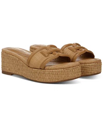 Sam Edelman Women's Pauleena Slide Wedge Sandals In Rich Congnac Leather