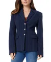 Sam Edelman Womens Pinstripe Polyester Suit Jacket In Navy-staggered Stripe