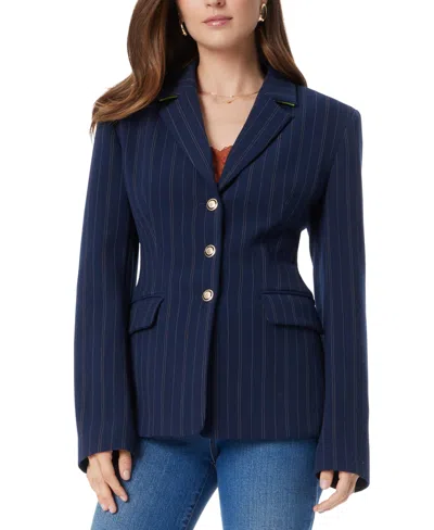 Sam Edelman Womens Pinstripe Polyester Suit Jacket In Navy-staggered Stripe