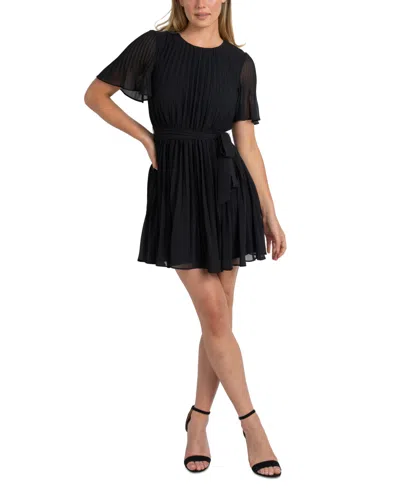 Sam Edelman Women's Pleated Tie-waist Dress In Black