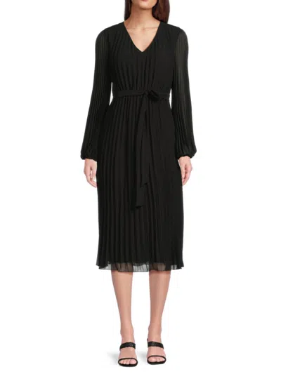 Sam Edelman Women's Plissé Belted Midi-dress In Black