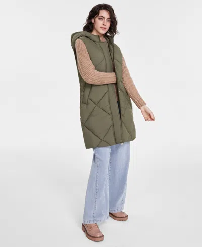 Sam Edelman Women's Quilted Hooded Puffer Vest, Created For Macy's In Loden