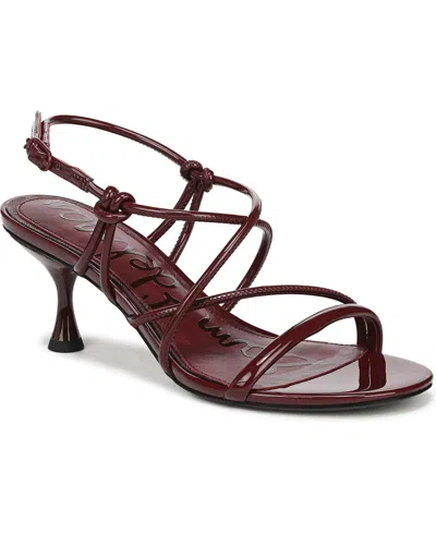 Sam Edelman Riana Strapy Heel Sandal French Merlot Patent Leather In Burgundy