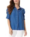 Sam Edelman Austin Puff Sleeve Button-up Shirt In Blue