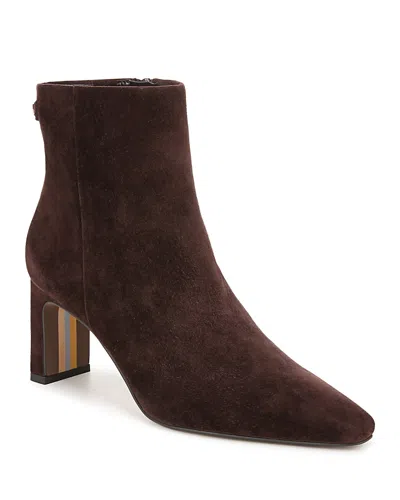 Sam Edelman Women's Saige Pointed Toe Mid Heel Ankle Booties In Cafe Noir