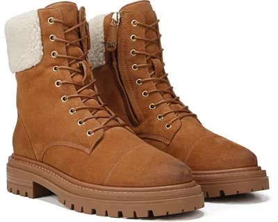 Sam Edelman Women's  Aleia I7702m3200 Boot Saddle Leather Lug Sole Combat Htat348 In Brown