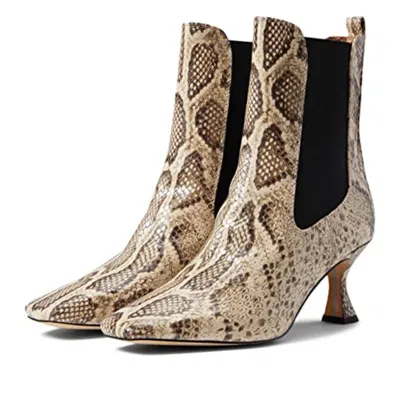 Sam Edelman Women's  Lani Boots Stone Snake Print Square Toe Booties Zap1891 In Animal Print