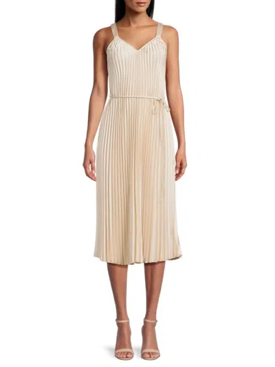 Sam Edelman Women's Satin Plissé Midaxi Dress In Champagne