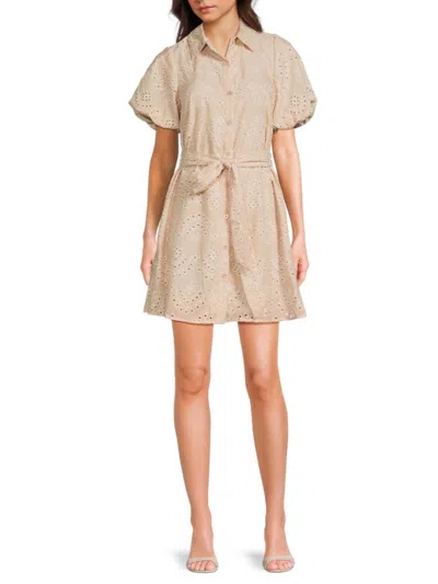 Sam Edelman Women's Schiffli Mini Shirtdress In Brown