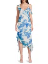 Sam Edelman Women's Schroll Print Ruffle Asymmetric Midi-dress