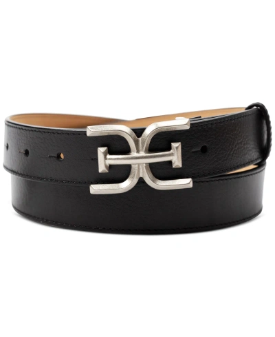 Sam Edelman Women's Slim Double-e Plaque Buckle Belt In Black