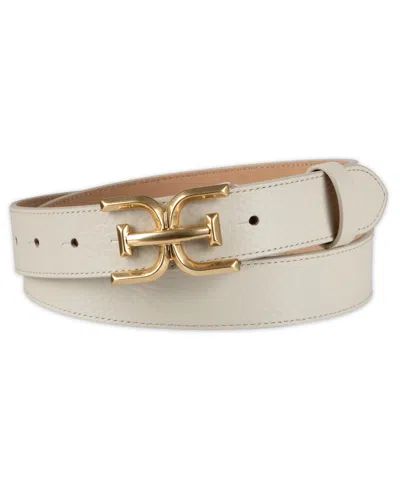 Sam Edelman Women's Slim Double-e Plaque Buckle Belt In Neutral