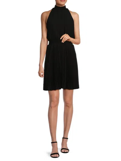 Sam Edelman Women's Smocked & Pleated Mini Dress In Black