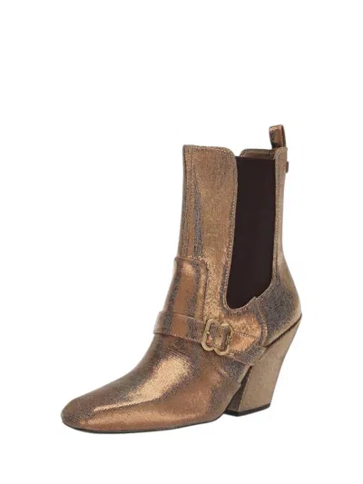Sam Edelman Women's Suzette Buckle Western Ankle Bootie In Deep Gold In Multi