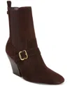 Sam Edelman Women's Suzette Buckled Western Dress Booties In Chocolate Brown