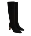 Sam Edelman Women Sylvia Knee High Boot In Black Suede In Animal Print