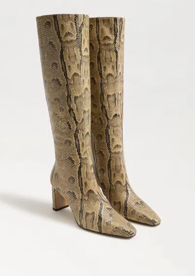 Sam Edelman Women's Sylvia Knee High Boots In Tan Python Embossed Leather In Multi