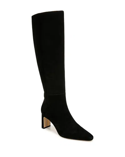 Sam Edelman Women's Sylvia Pointed Toe Mid Heel Tall Boots In Black Suede