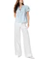 Sam Edelman Tabitha Tie Keyhole Flutter Sleeve Top In Harper New Vintage