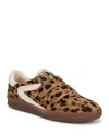 Sam Edelman Talia Velcro Sneaker Leopard Brahama Hair Leather In Brown Multi