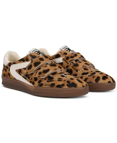 Sam Edelman Talia Velcro Sneaker Leopard Brahama Hair Leather In Brown