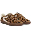 Sam Edelman Talia Velcro Sneaker Leopard Brahama Hair Leather In Brown Multi